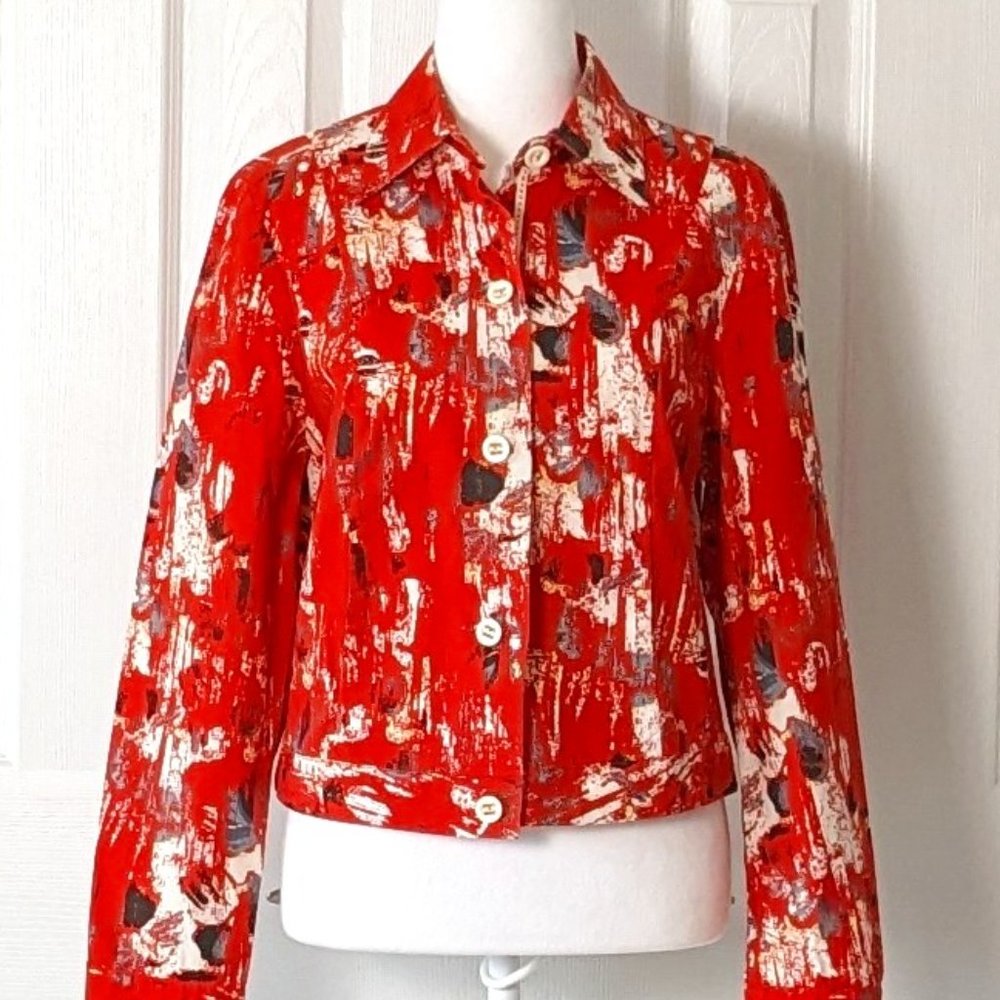 Spanner Women's Button Down Jacket Size 8 Orange … - image 2